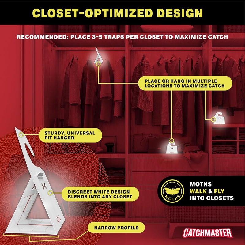 Catchmaster Clothing Moth Traps with Premium Extra Strength Odorless Pheromone Technology – XL Hardwood Design, Extra-Strength Glue – Traps & Targets Casemaking and Webbing Moths - 6-Pack - Image 5